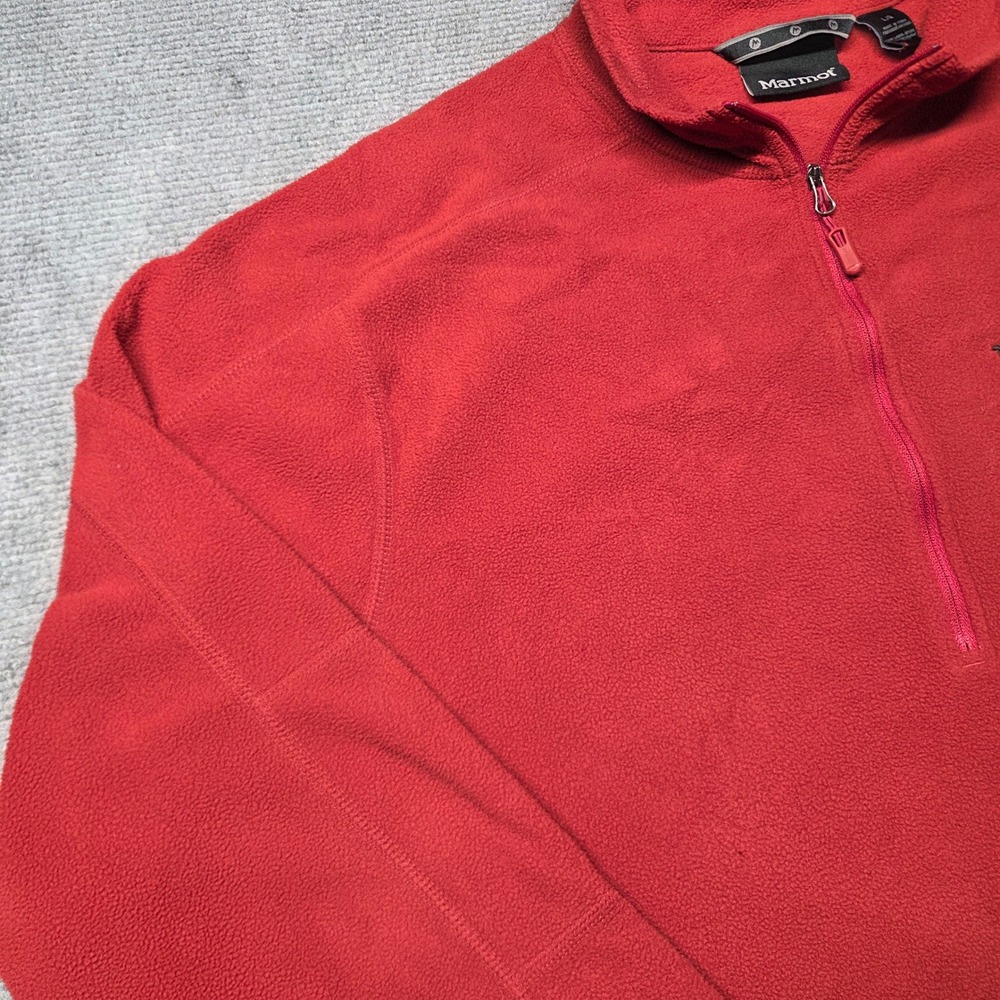 Marmot Mens Red Quarter Zip Microfleece Pullover Sweater Large H83590 - Picture 3 of 12